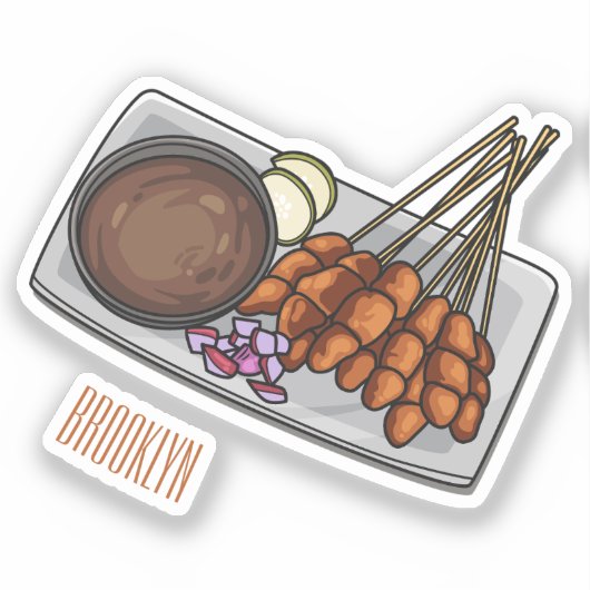 Afbeelding cartoon satay sticker (Voorkant)