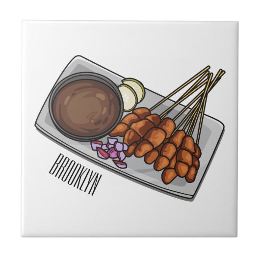Afbeelding cartoon satay tegeltje (Voorkant)