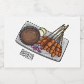 Afbeelding cartoon satay voedselcontainer etiket (Enkel label)