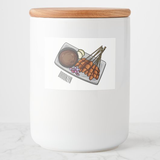 Afbeelding cartoon satay voedselcontainer etiket (Voorkant)