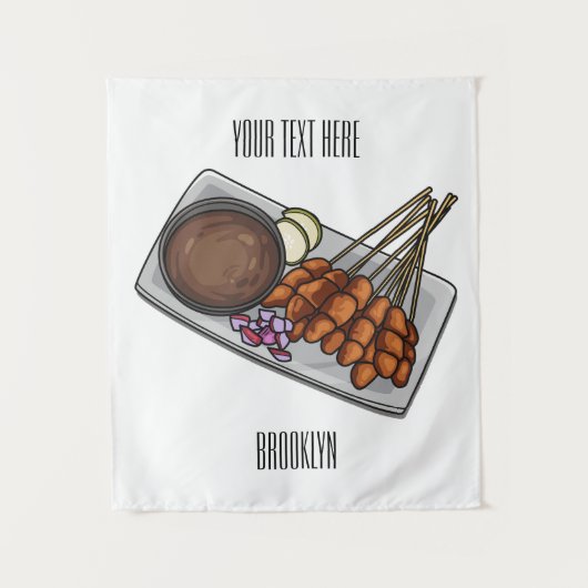 Afbeelding cartoon satay wandkleed (Voorkant)