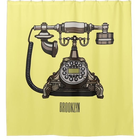 Afbeelding cartoon telefoon douchegordijn (Voorkant)