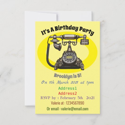 Afbeelding cartoon telefoon kaart (Voorkant)