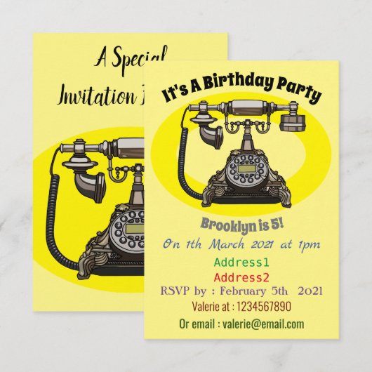 Afbeelding cartoon telefoon kaart (Voorkant / Achterkant)