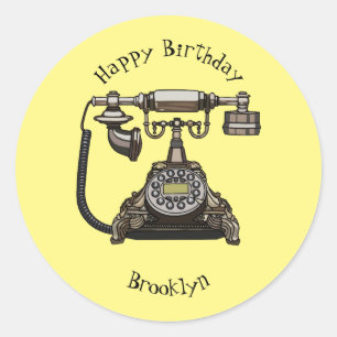 Afbeelding cartoon telefoon ronde sticker