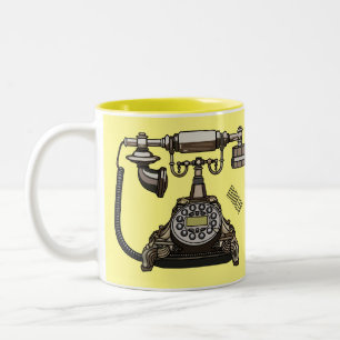 Afbeelding cartoon telefoon tweekleurige koffiemok