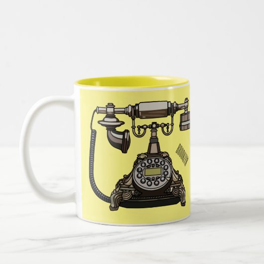 Afbeelding cartoon telefoon tweekleurige koffiemok (Links)