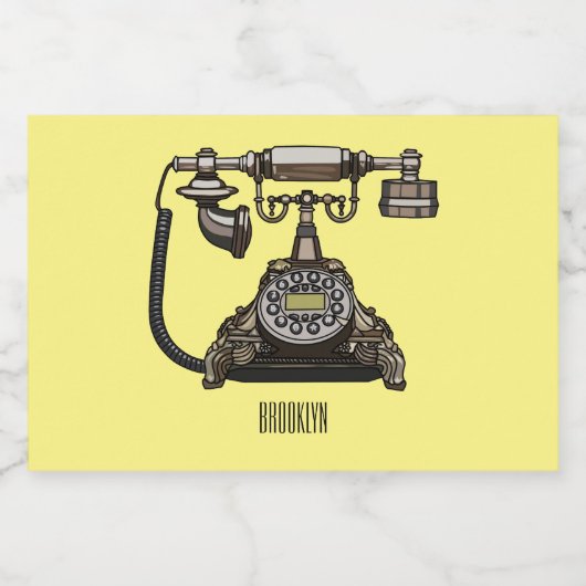 Afbeelding cartoon telefoon voedselcontainer etiket (Enkel label)