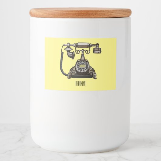 Afbeelding cartoon telefoon voedselcontainer etiket (Voorkant)