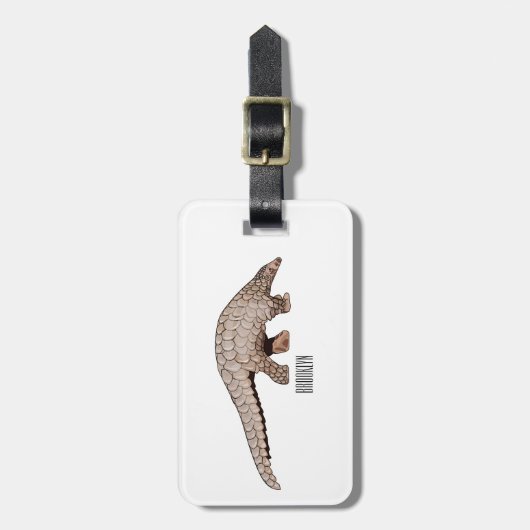 Afbeelding cartoon van pangoline bagagelabel (Voorkant verticaal)