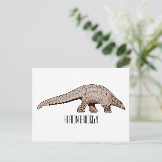 Afbeelding cartoon van pangoline briefkaart (Staand voorkant)