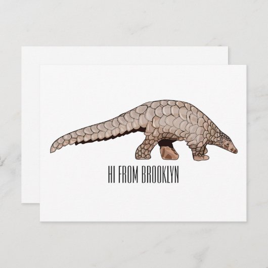 Afbeelding cartoon van pangoline briefkaart (Voorkant / Achterkant)