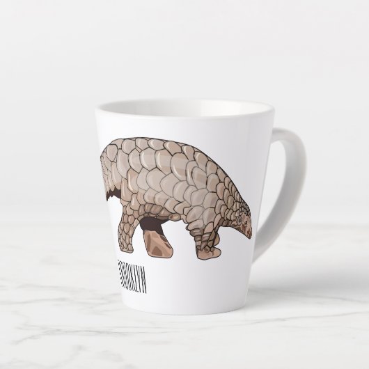 Afbeelding cartoon van pangoline latte mok (Rechterhoek)