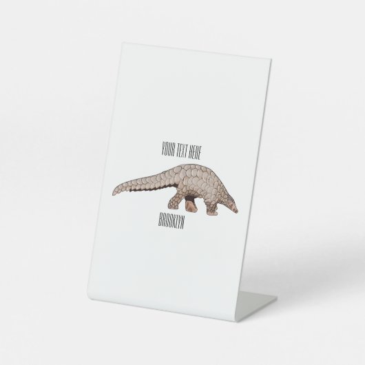 Afbeelding cartoon van pangoline reclamebord met voetstuk (Voorkant)