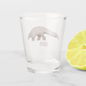 Afbeelding cartoon van pangoline shot glas (Achterkant)