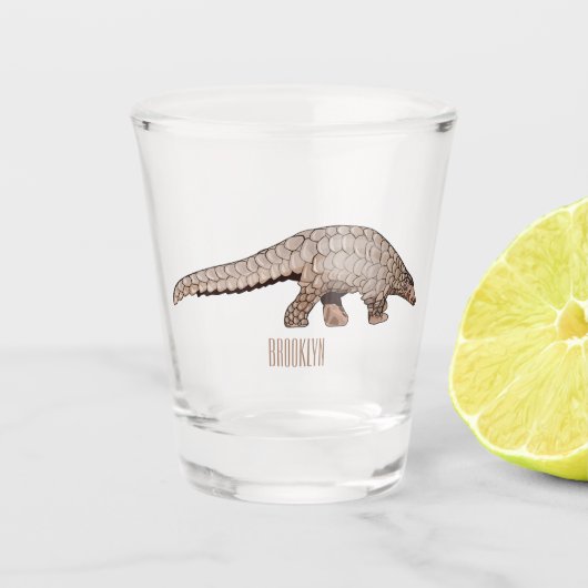 Afbeelding cartoon van pangoline shot glas (Voorkant)