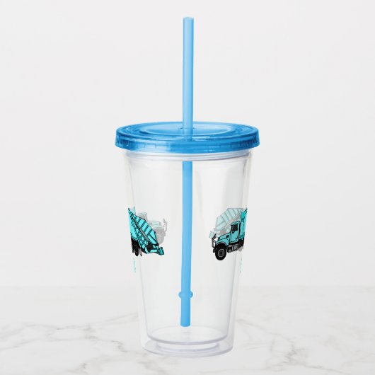 Afbeelding cartoon vuilniswagen acryl drinkbeker (Rechts)
