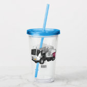 Afbeelding cartoon vuilniswagen acryl drinkbeker (Achterkant)