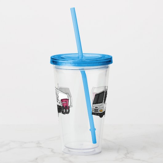 Afbeelding cartoon vuilniswagen acryl drinkbeker (Links)