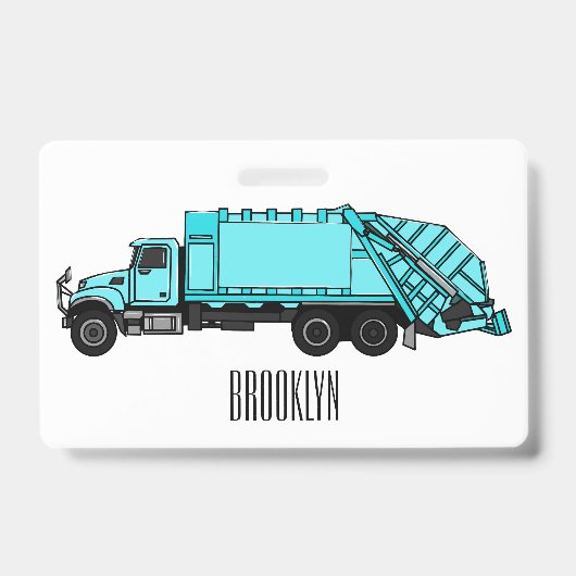 Afbeelding cartoon vuilniswagen badge (Voorzijde)