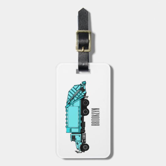 Afbeelding cartoon vuilniswagen bagagelabel (Voorkant verticaal)