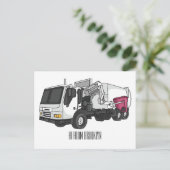 Afbeelding cartoon vuilniswagen briefkaart (Staand voorkant)