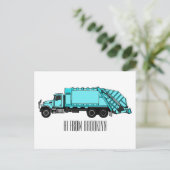 Afbeelding cartoon vuilniswagen briefkaart (Staand voorkant)