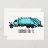 Afbeelding cartoon vuilniswagen briefkaart (Voorkant / Achterkant)