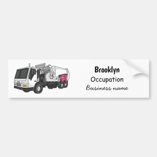 Afbeelding cartoon vuilniswagen bumpersticker (Voorkant)