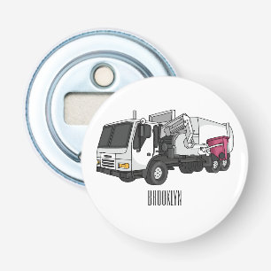 Afbeelding cartoon vuilniswagen button flesopener