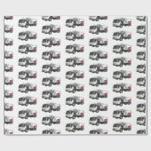 Afbeelding cartoon vuilniswagen cadeaupapier (Vlak)