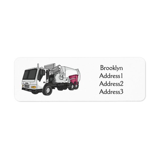 Afbeelding cartoon vuilniswagen etiket (Voorkant)