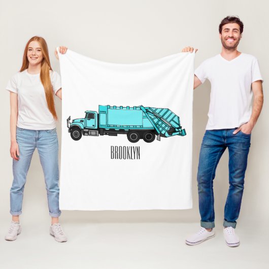 Afbeelding cartoon vuilniswagen fleece deken (In situ)