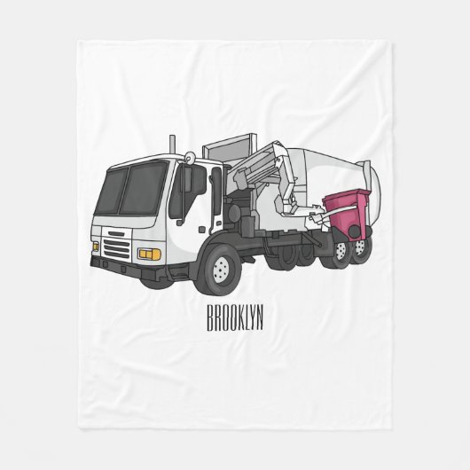 Afbeelding cartoon vuilniswagen fleece deken (Voorkant)
