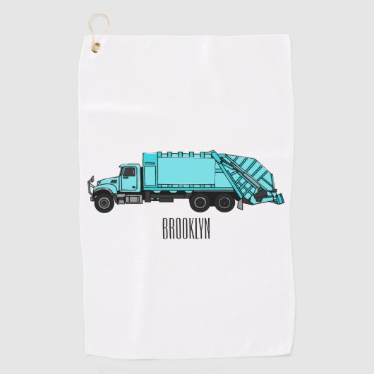 Afbeelding cartoon vuilniswagen golfhanddoek (Voorkant)