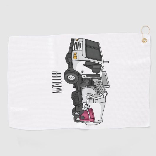 Afbeelding cartoon vuilniswagen golfhanddoek (Horizontaal)