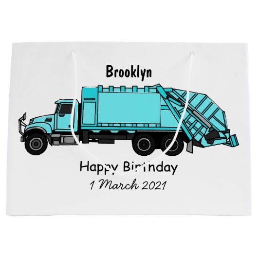 Afbeelding cartoon vuilniswagen groot cadeauzakje (Voorkant)