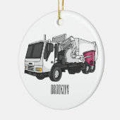 Afbeelding cartoon vuilniswagen keramisch ornament (Links)