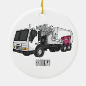 Afbeelding cartoon vuilniswagen keramisch ornament (Achterkant)