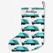 Afbeelding cartoon vuilniswagen kleine kerstsok (Achterkant)