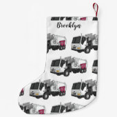 Afbeelding cartoon vuilniswagen kleine kerstsok (Achterkant)