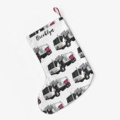 Afbeelding cartoon vuilniswagen kleine kerstsok (Achterkant (Hangend))