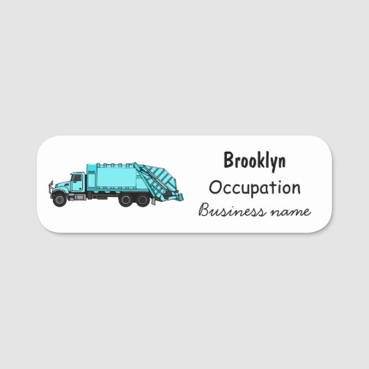 Afbeelding cartoon vuilniswagen naamplaatje (Voorkant)