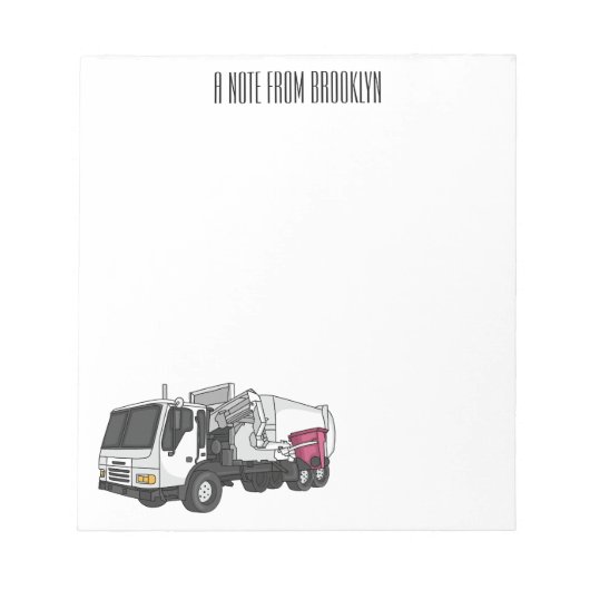 Afbeelding cartoon vuilniswagen notitieblok (Voorkant)