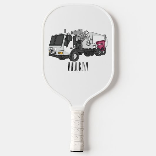 Afbeelding cartoon vuilniswagen pickleball paddle (Achterkant)