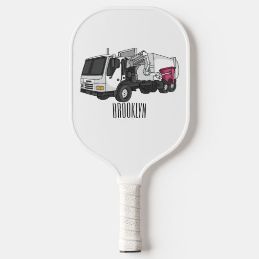 Afbeelding cartoon vuilniswagen pickleball paddle (Voorkant)