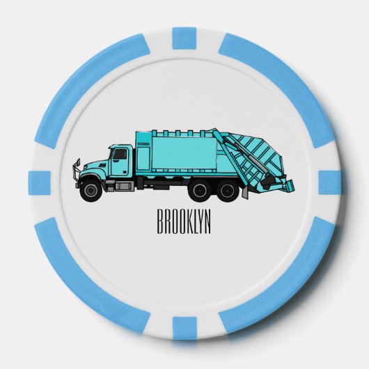 Afbeelding cartoon vuilniswagen poker chips (Voorkant)