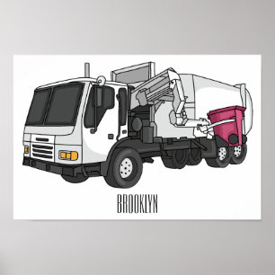 Afbeelding cartoon vuilniswagen poster
