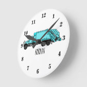 Afbeelding cartoon vuilniswagen ronde klok (Hoek)