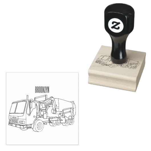 Afbeelding cartoon vuilniswagen rubberstempel (Gestempeld)